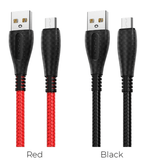 BOROFONE BX38 COOL CHARGE CHARGING DATA CABLE - BLACK AND RED