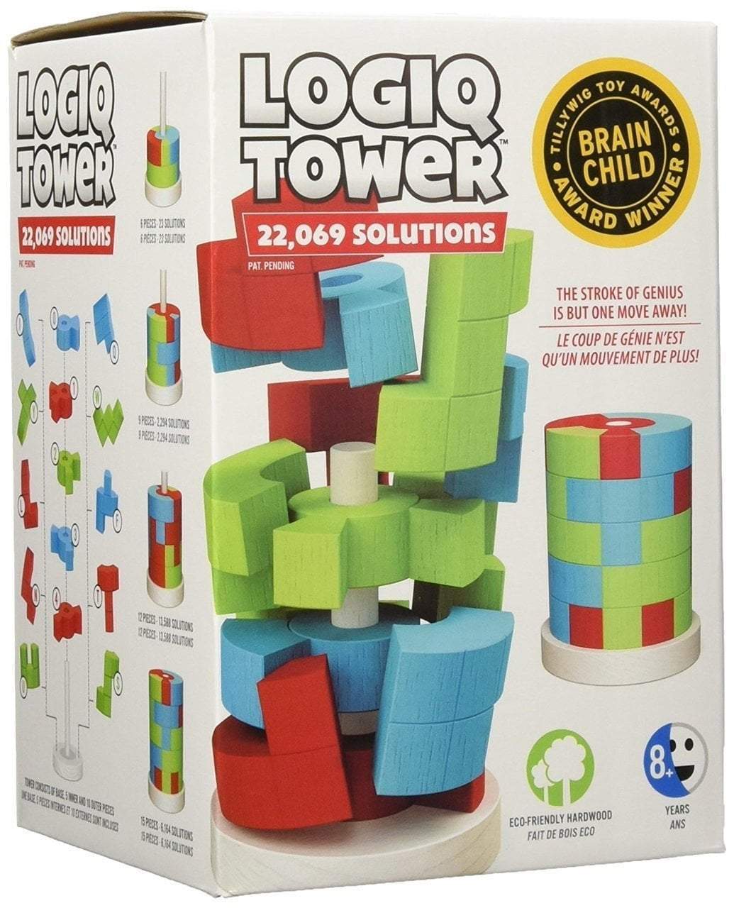 Great Circle Works Logiq Tower Puzzle, Educational and Creative 3D Wooden Puzzle Game for Kids.