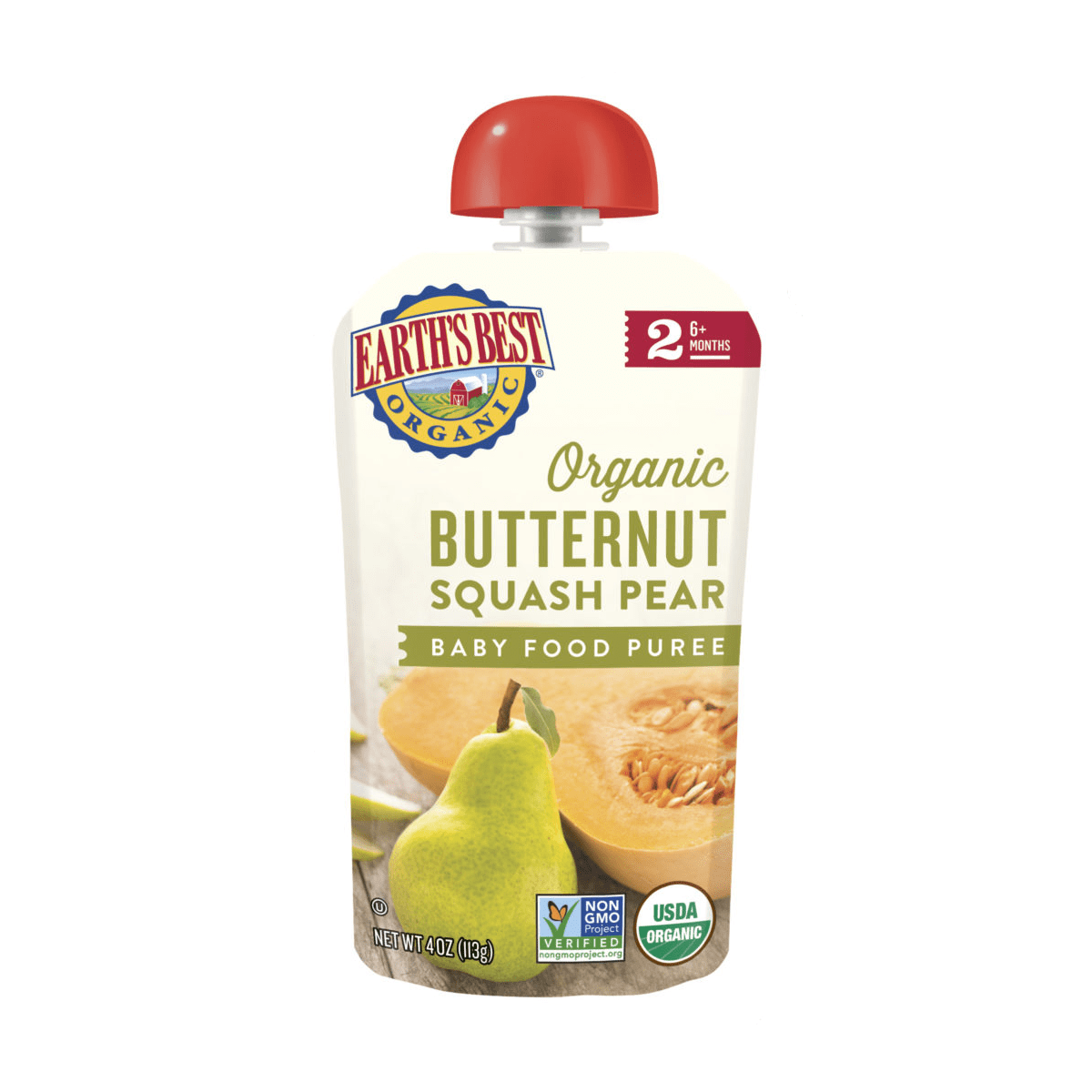 Butternut Squash Pear Baby Food Puree (6x113g) - Earth's Best Organic