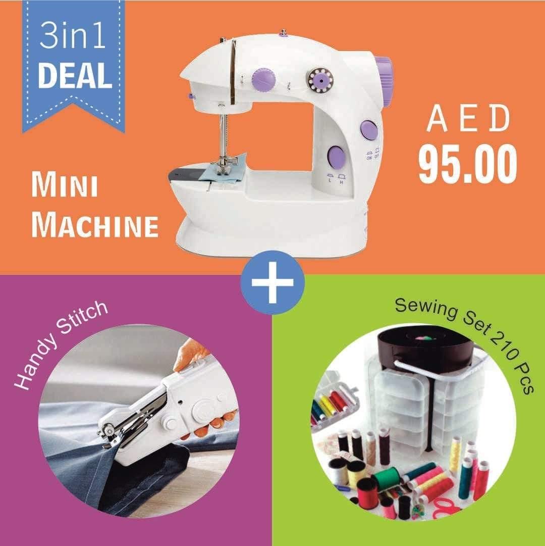 3in1 Bundle Deal Mini Machine + Handy Stitch + Sewing Caddy Deal - SquareDubai