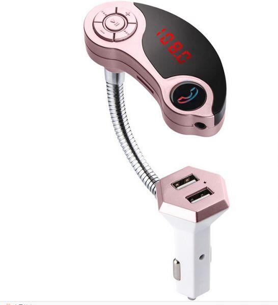 GT86 Bluetooth Car Kit MP3 Player FM TransmitterRed Light LCD Display With TF Card-rose red