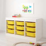 TROFAST Storage combination with boxes, white, yellow