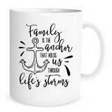 Family is the anchor that holds us through - 11 Oz Coffee Mug