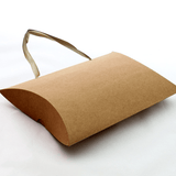 Large Brown kraft Paper Pillow Box with Handle (12 Pcs Pack) 24x18Cms