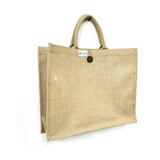 Natural Jute  tote bag with cotton handles buttoned closure  bags Size 18"W x 14"h x 6"