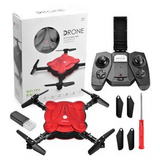 mini rc self portable drone red and black with remote box and tools