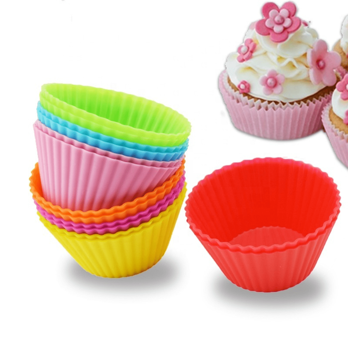 Pantry Elements Silicone neon Muffin Cups 12 standard Baking Liners