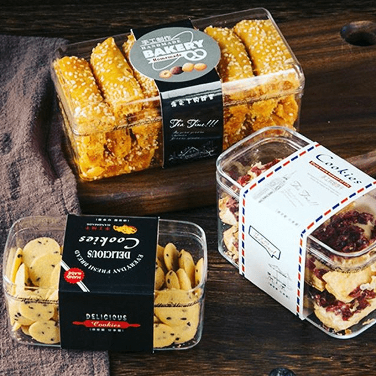 Plastic Food Grade PS Clear Cake DIY Cookies Box Biscuit Packing 50pcs/ Pack 12*6.3*5cm - SnapZapp