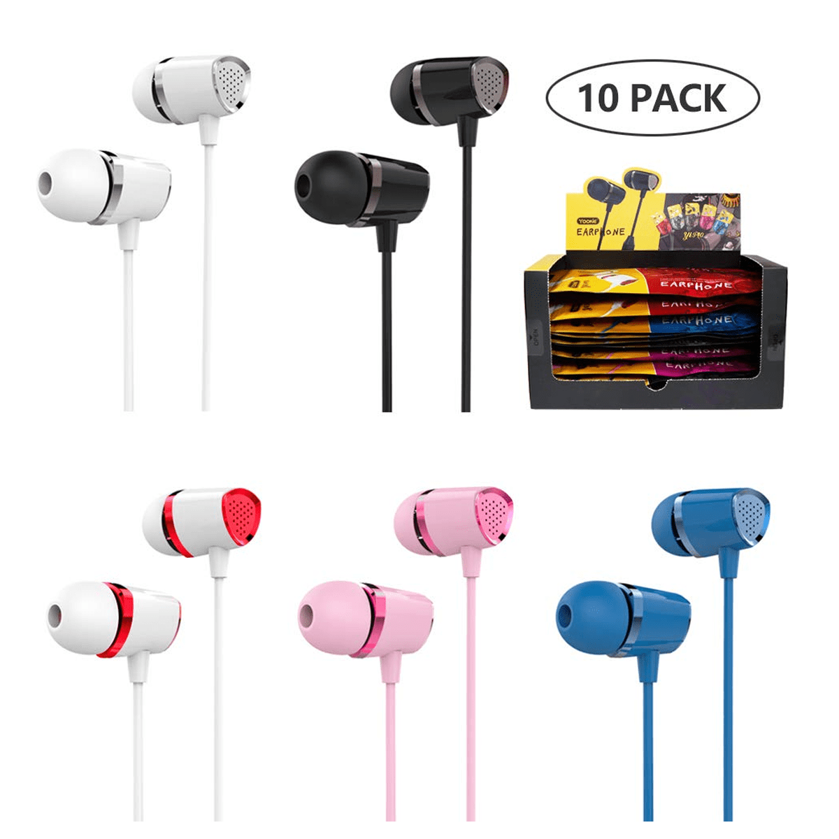 YOOKIE Headphones Earbuds Multi-Pack (Pack of10)
