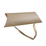 Large Brown kraft Paper Pillow Box with Handle (12 Pcs Pack) 24x18Cms