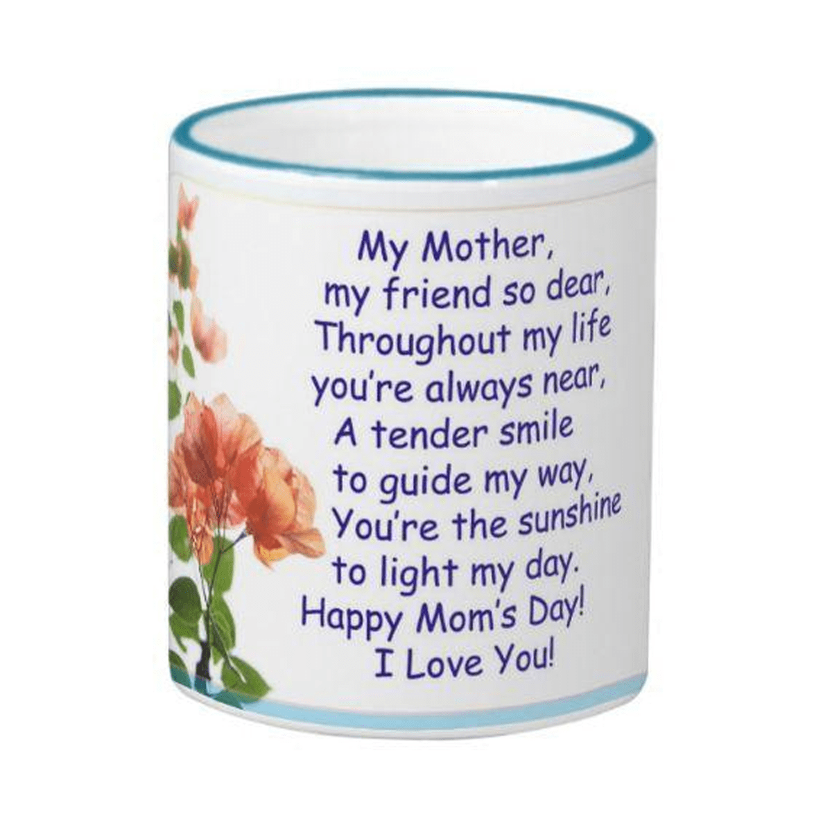 HAPPY MOTHERS DAY Rim Handle Blue Ceramic Mug