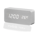 Fashion digital white LED wooden clock white mx1292 - SquareDubai