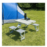 Aluminium Folding Portable Picnic Outdoor Camping Set Table & 4 Chairs BBQ Party - SquareDubai
