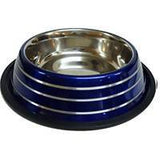 Antiskid designer T.P. colored Dog Bowl with Reverse Silver Lining Blue- 17 cm