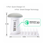 5 Ports USB Desktop Charging Station Quick Charge 3.0 With LED Mushroom Table Lamp - SquareDubai