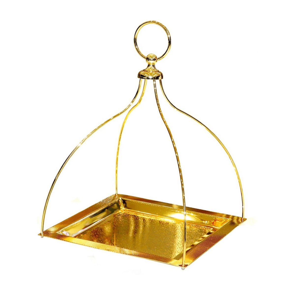 Liying Stainless Steel Square Serving Tray with Handle 42x42 cm, Gold