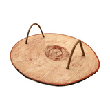 Round Wooden Serving Tray with Rope Handle