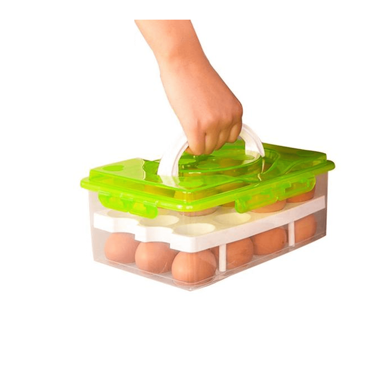 Egg Food Container Storage Box 24 grid Bilayer Basket Organizer - SquareDubai