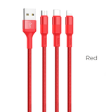Hoco X26 Xpress One Pull Three Charging Cable,Lightning+Micro+Type-C